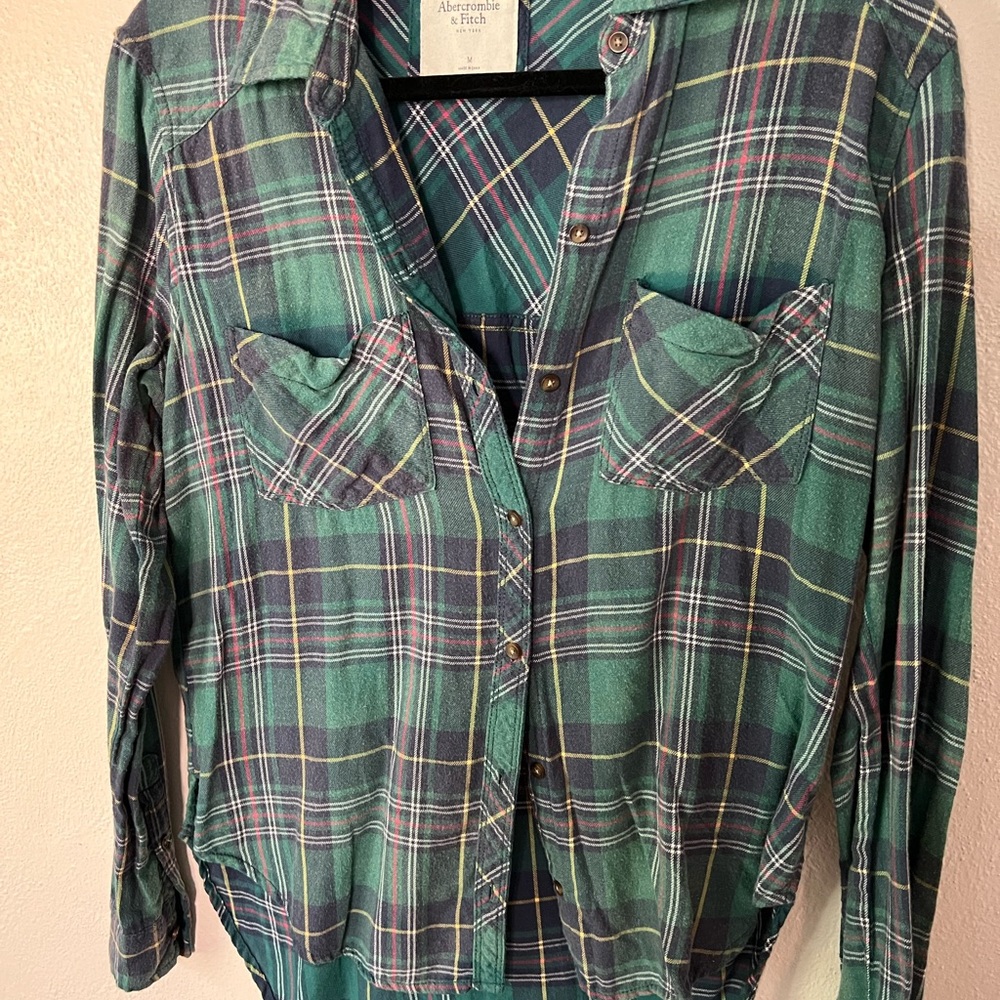Abercrombie & Fitch Green Plaid Flannel Shirt